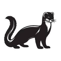 Fine-line ermine silhouette vector perfect for detailed logo work – ermine silhouette – ermine vector – ermine illustration – silhouette of ermine

