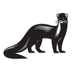 Smooth-curve ermine silhouette vector created for fluid brand visuals – ermine silhouette – ermine vector – ermine illustration – silhouette of ermine

