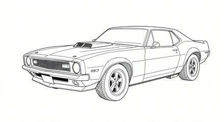 line art drawing of car for children coloring books illustration vector design digital 