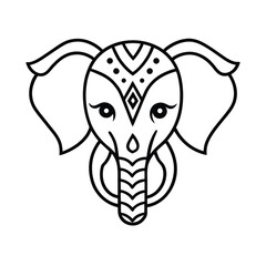 elephant mandala head tattoo tribal detail vector line art 