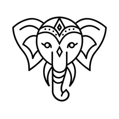 elephant mandala head tattoo tribal detail vector line art 