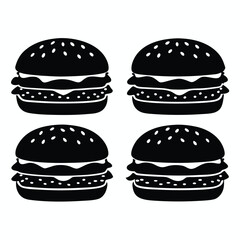 Four Black and White Hamburger Icons
