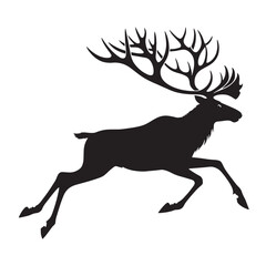 Narrow-stroke caribou silhouette vector perfect for refined graphic sets – caribou silhouette – caribou vector – caribou illustration – silhouette of caribou

