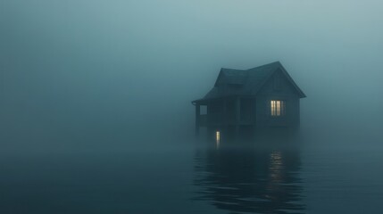 Small house foggy atmosphere