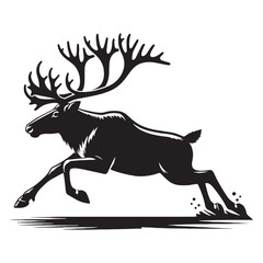 Minimalist caribou silhouette vector crafted for modern graphic systems – caribou silhouette – caribou vector – caribou illustration – silhouette of caribou

