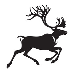 Clean-line caribou silhouette vector tailored for scalable branding – caribou silhouette – caribou vector – caribou illustration – silhouette of caribou

