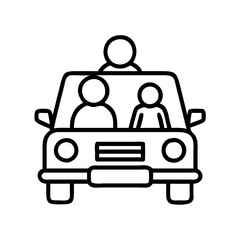 Illustration of car vehicle automobile with driver passenger travel ride sharing transport taxi drive