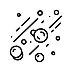 Meteor shower vector illustration, space scene with meteors and stars, astronomy graphic design element