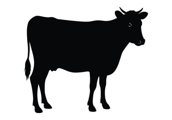 a silhouette cow isolated on white background