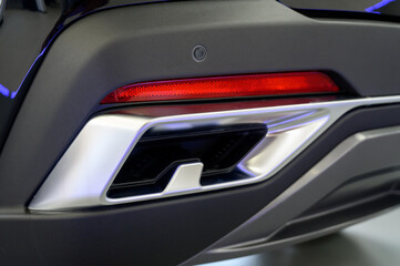 Close-up of a modern car exhaust pipe