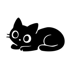 Cute cat curled up sleeping silhouette