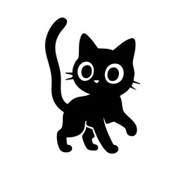Cute cat surprised silhouette