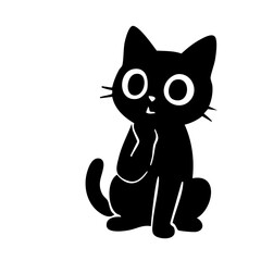 Cute cat sitting straight silhouette