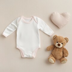 Baby romper on beige background