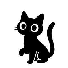 Cute cat stretching back silhouette