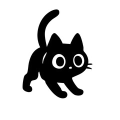 Cute cat surprised face silhouette
