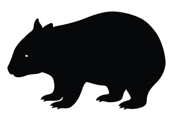 Wombat Silhouette isolated on white background