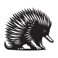 Consistent-line echidna silhouette vector crafted for digital graphics kits – echidna silhouette – echidna vector – echidna illustration – silhouette of echidna

