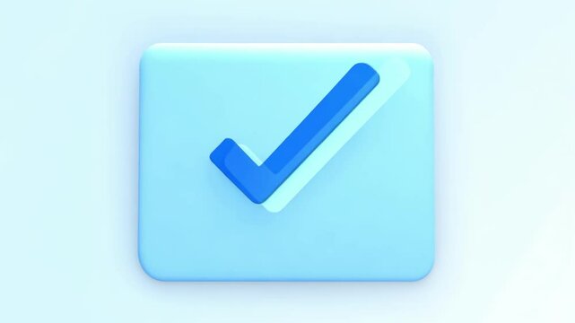 Minimalist Blue Checkmark Icon on Soft Gradient Background. Concept of Approval, Verification, Digital Success, Checkbox, and Online Confirmation