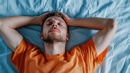 A prisoner lying on the bed with hands behind their head, staring at the ceiling.
