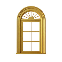 Fototapeta premium Golden Arched Window with Panes on a Transparent Background