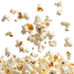 popcorn flying Isolated on white transparent background