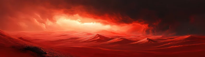 Fototapete Rund Fiery landscape of a distant world © Anak