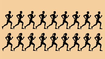 Profile Views of Runners in Silhouette Sequence