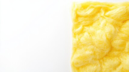 Bright yellow woolen fiber arranged on a white background for crafting and textile projects