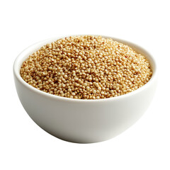 quinoa in a white bowl Isolated on white transparent background