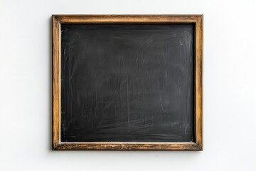 Fototapeta premium Blank chalkboard display on white background perfect for corporate or educational presentations, adaptable for various creative projects and professional use