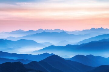 Breathtaking mountain sunrise with gentle mist and vivid hues for outdoor lovers and travel photographers