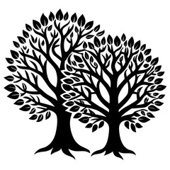 Obraz premium Diverse Tree Silhouette And Jungles Vectors