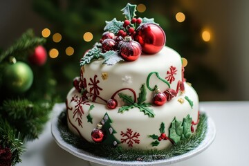 Cake for Christmas on the table