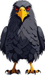 Angry Cartoon Bird Illustration Fierce Eagle Raptor Wildlife Animal Design	