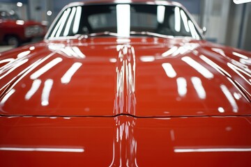 Fototapeta premium Car hood pre and post polish
