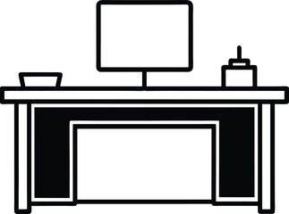 vector illustration of a computer desk