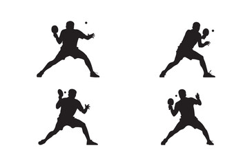 Tennis Player Silhouette Vector Collection Action Sports Racket Illustration