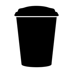 Silhouette of a disposable coffee cup with a lid,ideal for coffee or other beverages on a transparent background