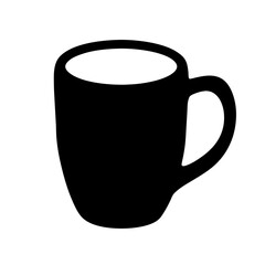 Black Silhouette of a Coffee Mugon for Graphic Design Projects on a transparent background