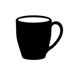 A simple black mug illustration perfect for representing coffee,tea, or other beverage needs on a transparent background