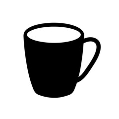 Simple Black Mug Silhouette on ,Coffee or Tea Cup Clipart on a transparent background