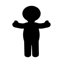 Silhouette of a simple human figure with arms outstretchedas if to give a hug or reach out on a transparent background