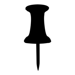 Black Silhouette of a Push Pin EmphasizingFastening and Office Supplies on on a transparent background