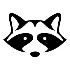 Stylized Raccoon Face Logo in Black and ,Featuring a Minimalist and Geometric Design on a transparent background