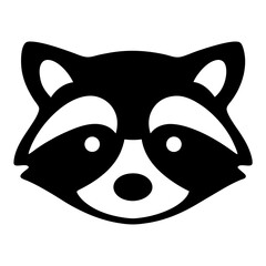 A Simple Black and Illustration ofa Raccoon Face for Graphic Design Projects on a transparent background