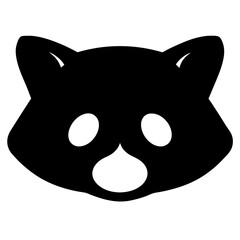 Stylized Black and Cartoon Raccoon Headwith Round Eyes and a DropletShaped Mouth on a transparent background