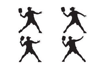 Handball Player Silhouettes in Action Jump Shot Vector Set
