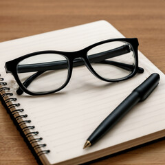 Fototapeta premium notebook and glasses