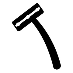 Simple black and illustration of arazor used for shaving facial and body hair on a transparent background